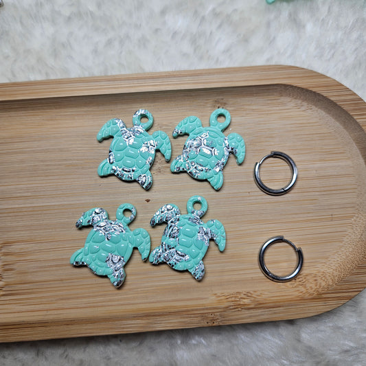 Pampilles Tortue 🐢 - Bleu turquoise/ argent