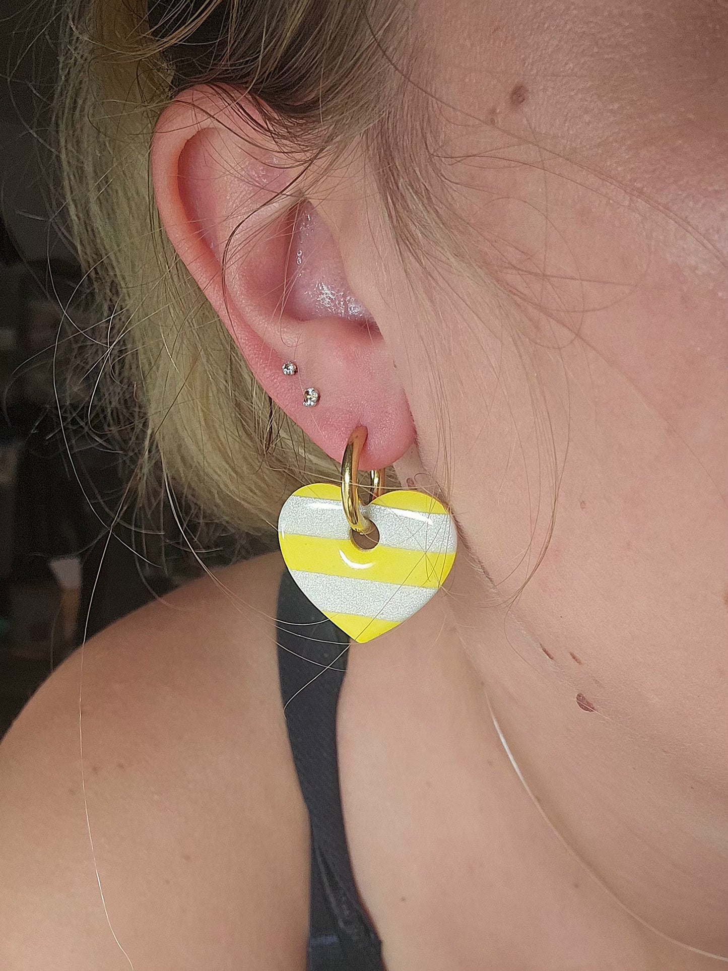 Coeur jaune/blanc