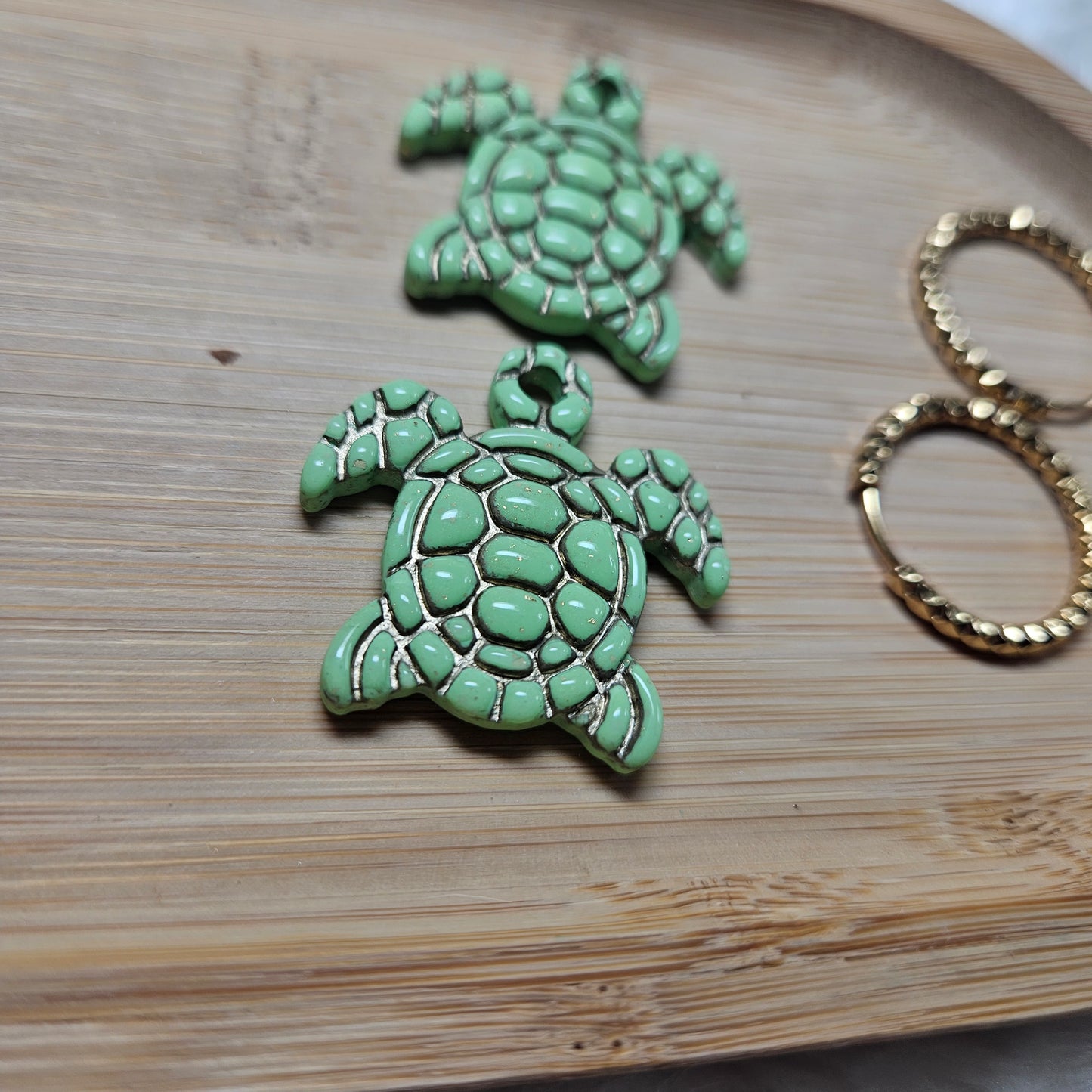 Pampilles Tortue 🐢 - bleu/vert - or