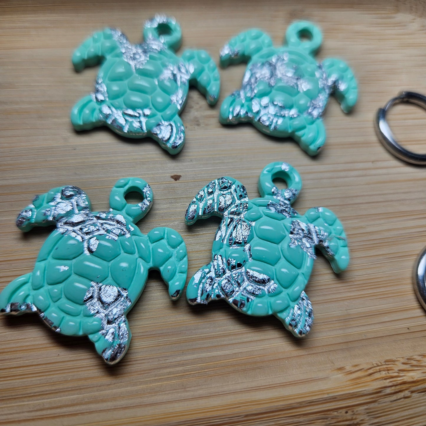 Pampilles Tortue 🐢 - Bleu turquoise/ argent