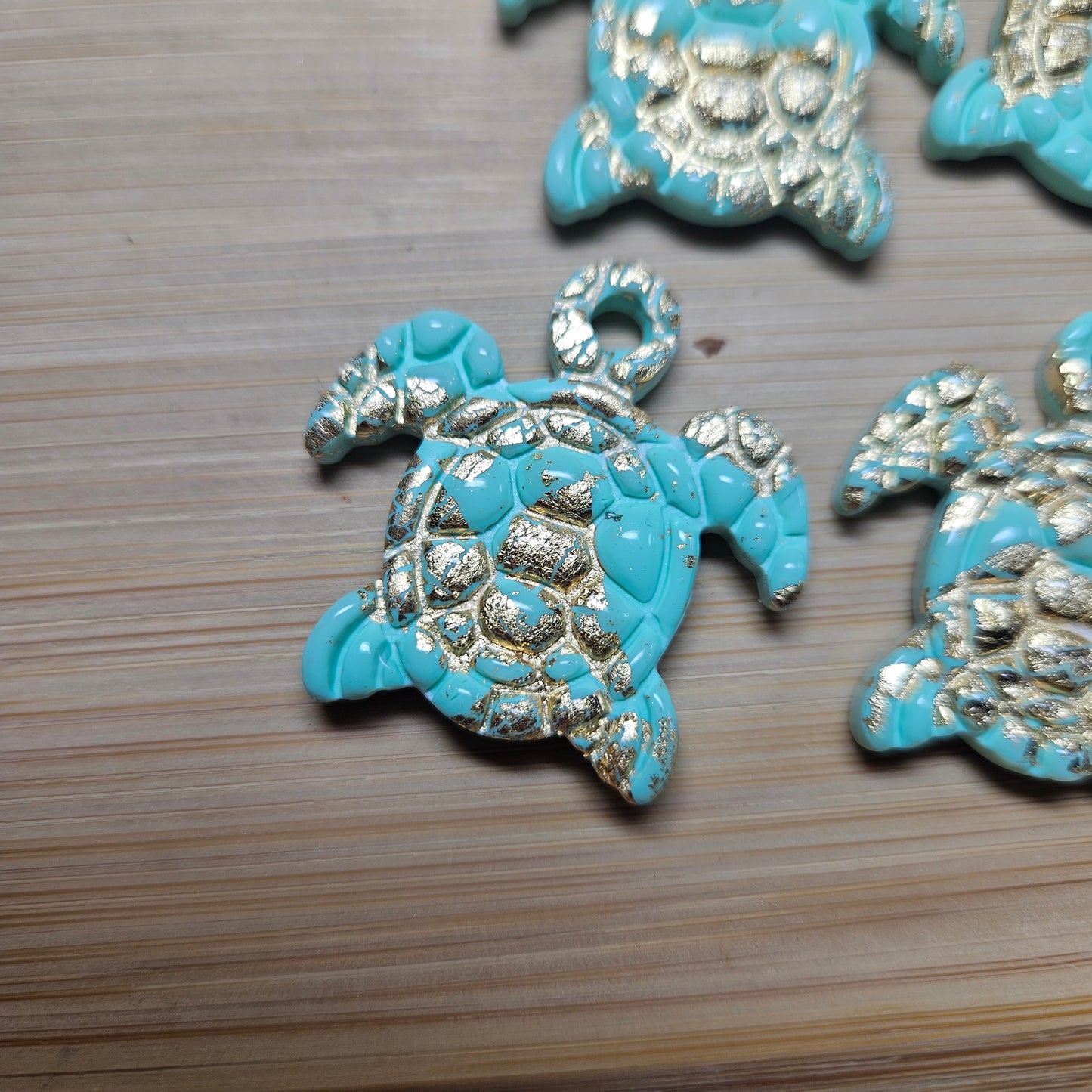 Pampilles Tortue 🐢 - Bleu turquoise /or