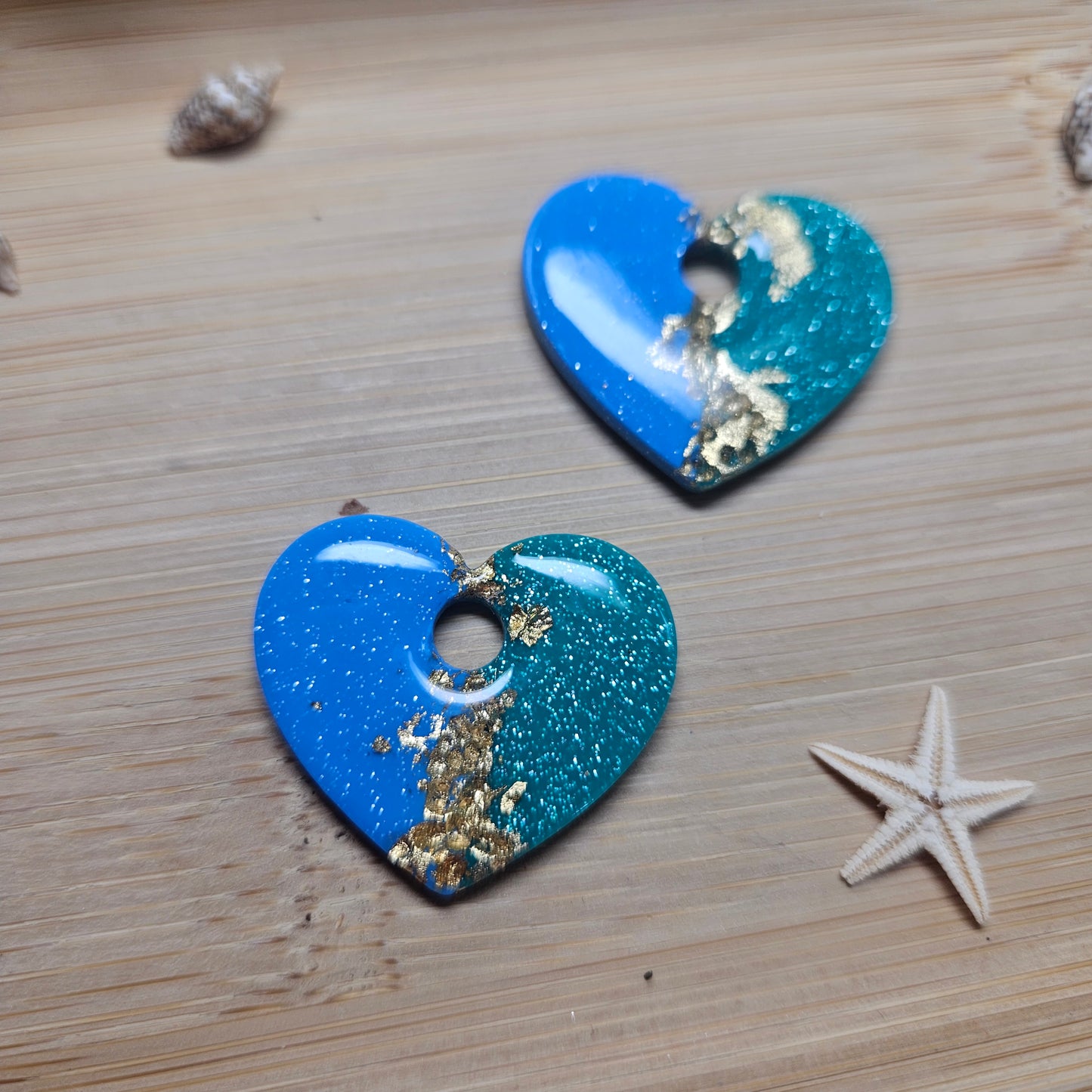 Pampilles Coeur bicolore vert/bleu - Collection "Lagon"