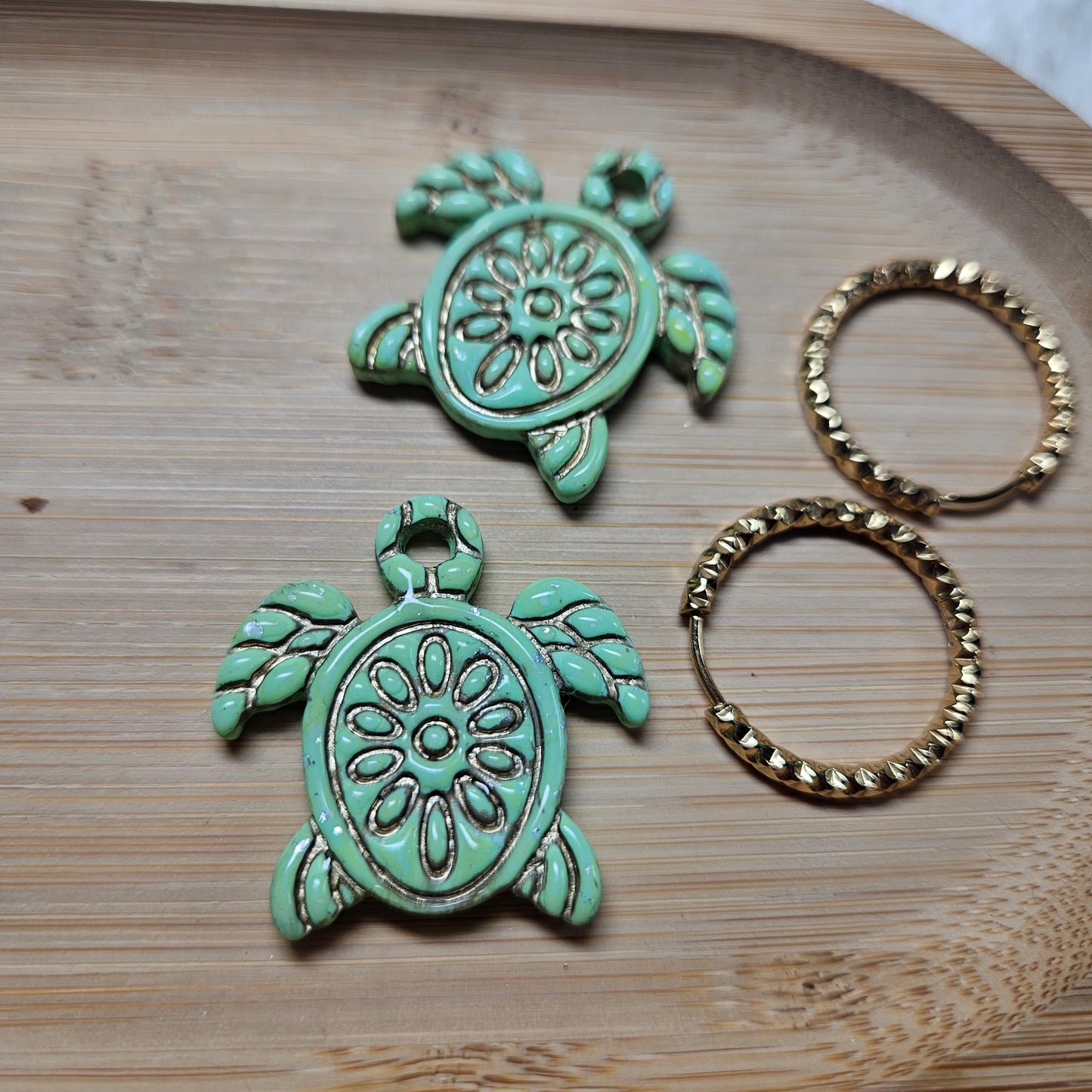 Pampilles Tortue 🐢 - bleu/vert - or